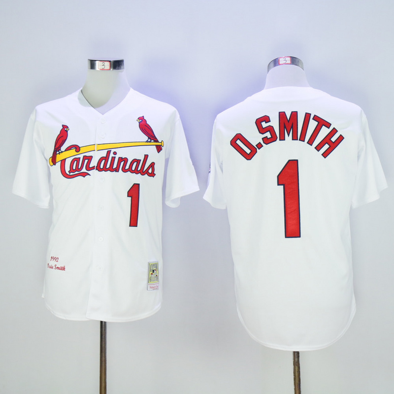 2017 MLB St. Louis Cardinals #1 O.Smith White Throwback Jerseys